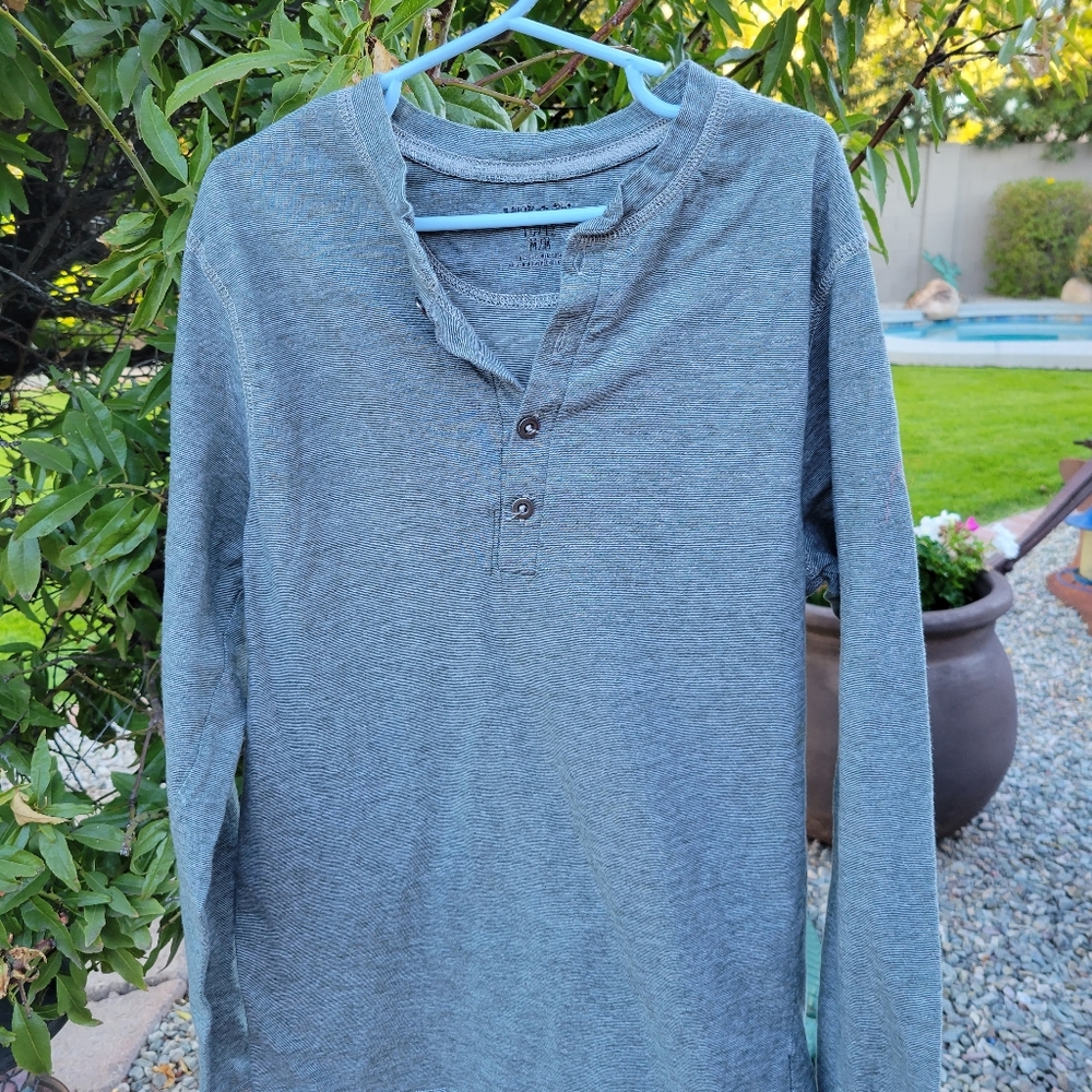 Green and White Striped 4 button Shirt